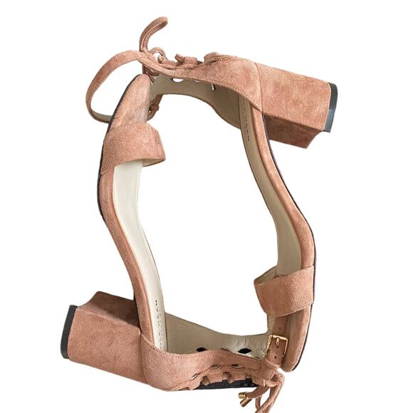 Cole Haan Leah Block Heel Lace Up Back Ankle Strap Blush Pink Sandals Size 7 - Picture 12 of 12